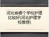 河北省哪个学校护理比较好(河北护理学校推荐)