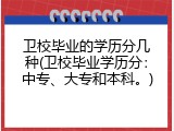 卫校毕业的学历分几种(卫校毕业学历分：中专、大专和本科。)