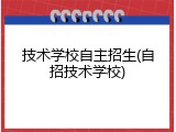 技术学校自主招生(自招技术学校)