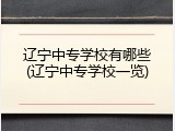 辽宁中专学校有哪些(辽宁中专学校一览)