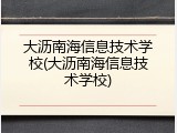 大沥南海信息技术学校(大沥南海信息技术学校)