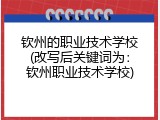 钦州的职业技术学校(改写后关键词为：钦州职业技术学校)