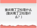 重庆南丁卫校是什么(重庆南丁卫校是什么？)