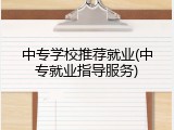 中专学校推荐就业(中专就业指导服务)