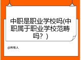 中职是职业学校吗(中职属于职业学校范畴吗？)
