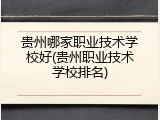 贵州哪家职业技术学校好(贵州职业技术学校排名)