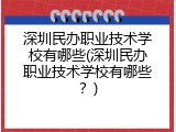 深圳民办职业技术学校有哪些(深圳民办职业技术学校有哪些？)