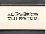 文山卫校招生简章(文山卫校招生信息)