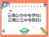 云南公办中专学校(云南公立中专院校)