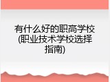 有什么好的职高学校(职业技术学校选择指南)