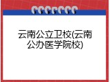 云南公立卫校(云南公办医学院校)