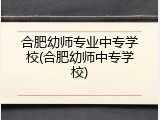 合肥幼师专业中专学校(合肥幼师中专学校)