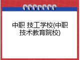 中职 技工学校(中职技术教育院校)