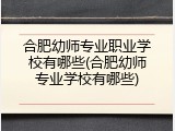 合肥幼师专业职业学校有哪些(合肥幼师专业学校有哪些)