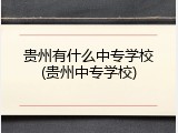 贵州有什么中专学校(贵州中专学校)