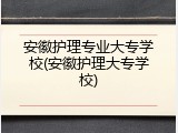 安徽护理专业大专学校(安徽护理大专学校)