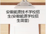 安徽能源技术学校招生(安徽能源学校招生简章)