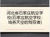 河北省石家庄航空学校(石家庄航空学校：培养天空的驾驭者)
