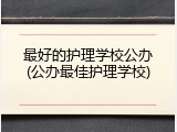最好的护理学校公办(公办最佳护理学校)