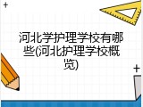 河北学护理学校有哪些(河北护理学校概览)