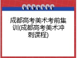 成都高考美术考前集训(成都高考美术冲刺课程)