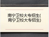 南宁卫校大专招生(南宁卫校大专招生)