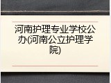 河南护理专业学校公办(河南公立护理学院)