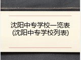 沈阳中专学校一览表(沈阳中专学校列表)
