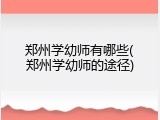 郑州学幼师有哪些(郑州学幼师的途径)