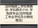 沧州电焊工学校有哪些-学校啊多少分-学电焊专业(沧州电焊工专业学校及分数线概览)