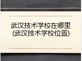 武汉技术学校在哪里(武汉技术学校位置)