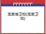 龙泉省卫校(龙泉卫校)