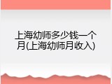 上海幼师多少钱一个月(上海幼师月收入)