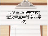 武汉重点中专学校(武汉重点中等专业学校)