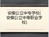 安徽公立中专学校(安徽公立中等职业学校)