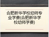 合肥新华学校幼师专业学费(合肥新华学校幼师学费)