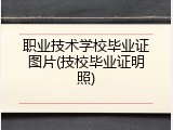 职业技术学校毕业证图片(技校毕业证明照)