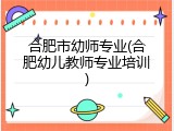 合肥市幼师专业(合肥幼儿教师专业培训)