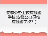 安徽公办卫校有哪些学校(安徽公办卫校有哪些学校？)