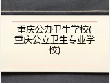 重庆公办卫生学校(重庆公立卫生专业学校)