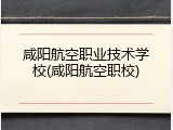 咸阳航空职业技术学校(咸阳航空职校)