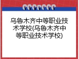 乌鲁木齐中等职业技术学校(乌鲁木齐中等职业技术学校)