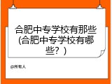 合肥中专学校有那些(合肥中专学校有哪些？)