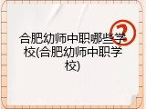 合肥幼师中职哪些学校(合肥幼师中职学校)
