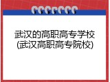 武汉的高职高专学校(武汉高职高专院校)