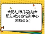 合肥幼师几号线(合肥幼教师资培训中心线路查询)