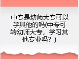 中专是幼师大专可以学其他的吗(中专可转幼师大专，学习其他专业吗？)