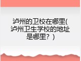 泸州的卫校在哪里(泸州卫生学校的地址是哪里？)