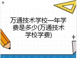 万通技术学校一年学费是多少(万通技术学校学费)