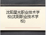沈阳星光职业技术学校(沈阳职业技术学校)